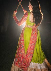 Vibrant Tiered Lehenga Skirt with Embroidered Blou