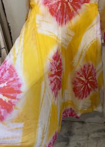 Yellow Floral Print Kurta with dupatta