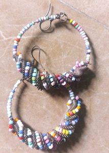 Colorful Beaded Hoop Earrings