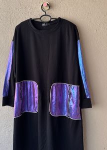 Black Dress with Iridescent Pockets