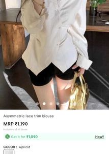 Asymmetric Lace Trim Blouse