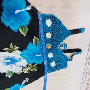 Floral Print Crochet Dress