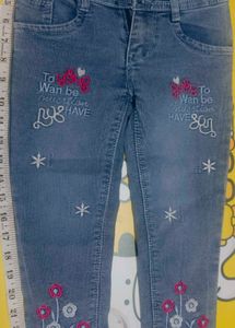 Cute Embroidered Blue Denim Jeans