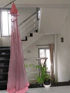 Pink  mosquito net with Ruffle Border