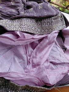 Designer Lavendar Pleated Anarkali Gown