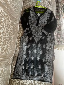 Elegant Black Chikankari Kurta Set never used