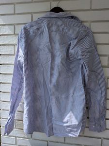 Blue and White Striped Button-Up Shirt