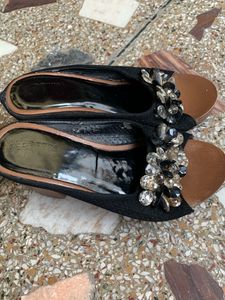 Sparkling Embellished Black Heels