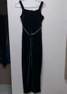 Elegant Emerald Green Velvet Dress