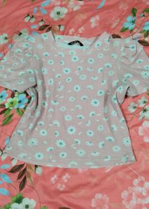 Cute Pink Floral Crop Top