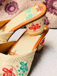 Embroidered Floral Mules