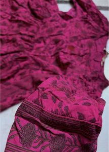 Pink floral Anarkali with Side slit