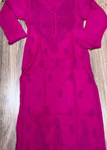 Vibrant Pink Embroidered Kurti