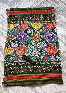 Vibrant Ikat patola  Saree