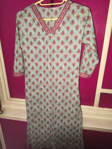 Sea Green Printed Kurta