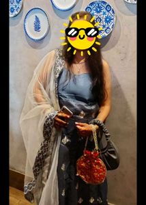 Grey gown wid dupata