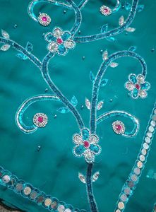 Stunning Teal Saree with Embellishments