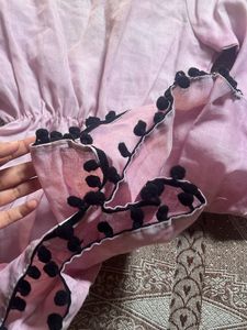 Beautiful Pink Kurti with Pleated Skirt
