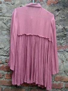 Chic Pink Tunic Top with Ruffle Detail