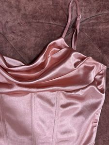 Satin Cowl Neck Corset Top