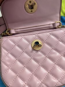 Pink Quilted Crossbody Bag with Gold Clasp