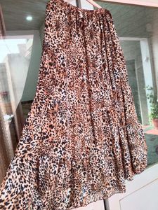 Leopard Print Tiered Maxi Skirt