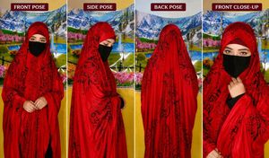 Red Floral Print Abaya Full Length