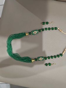 Emerald Beaded Necklace &amp; Earring Set