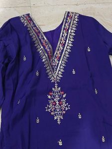 Beautiful Purple Embroidered Kurta Set