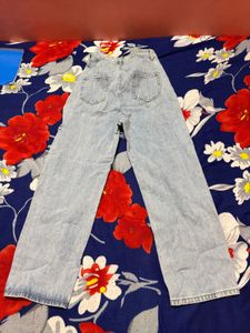 Distressed Light Wash Wide Leg Jeans