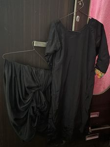 Elegant Black Kurta Set with Colorful Embroidery