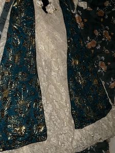 Stunning Teal &amp; Gold Embroidered Lehenga Choli