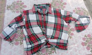 Plaid Twist Front Shirt