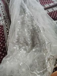 Elegant White Sequined Dupatta