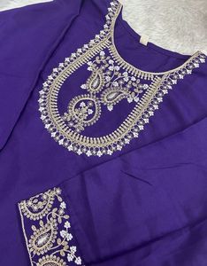 Embroidered Purple Kurta Set with Dupatta