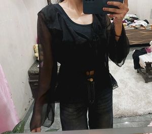 Sheer Black Ruffle shurg