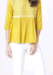 Yellow Embroidered Kurta