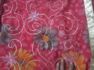 Beautiful Pink Floral Saree with Blouse