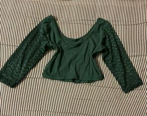 Elegant Green Lace Sleeve Top
