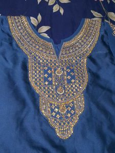 Elegant Embroidered Blue suit with net dupatta