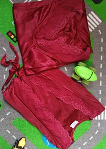 MAROON nighty Set
