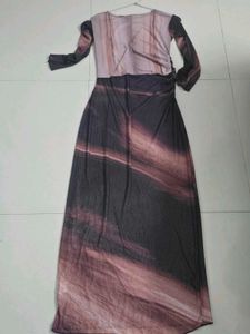 Long Sleeve Abstract Print Maxi Dress