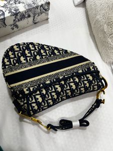Dior Saddle Bag - Navy Oblique Canvas