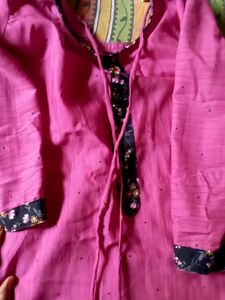 Pink Kurti Set with Printed Dupatta