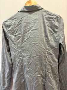 Chic Grey Ruffled Button-Down Top