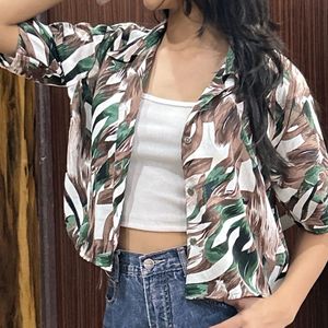 camouflage print half sleeve shirt