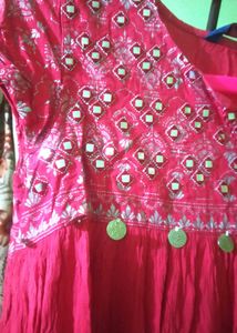 Red Embroidered Detail Dress