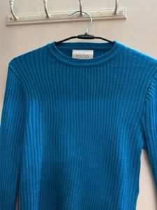 Blue Ruffle Sleeve Top