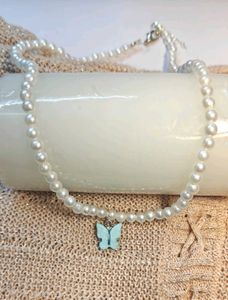 Pearl Necklace With Butterfly Charm