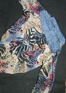 Distressed Print Button-Up Shirt